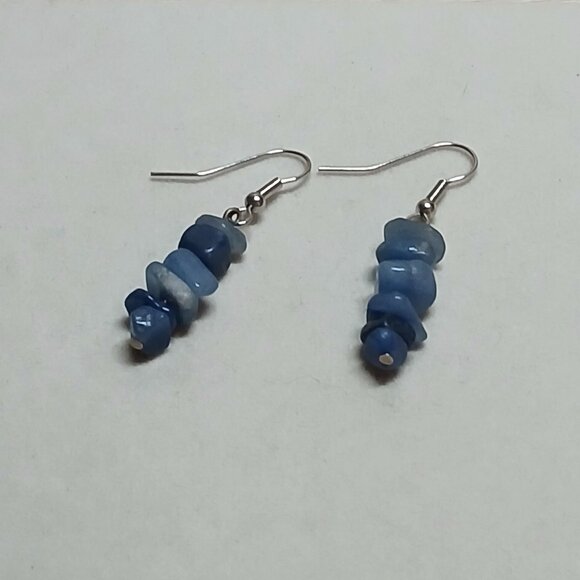 Fashion Hand Crafted Silver Tone with Blue Stone Earrings Costume Jewelry #81 - Picture 1 of 11